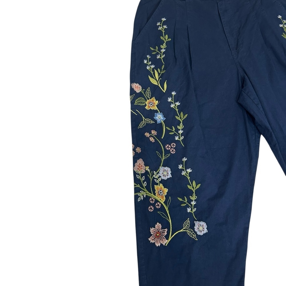 Sundance Garden Grand Pants Womens Blue Barrel Pleats Embroidered Sz 14 - Picture 5 of 13